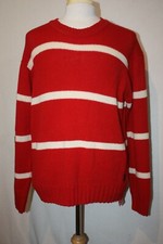Ben Sherman Sz Large Plectrum Sweater Red White Stripe Lambswool
