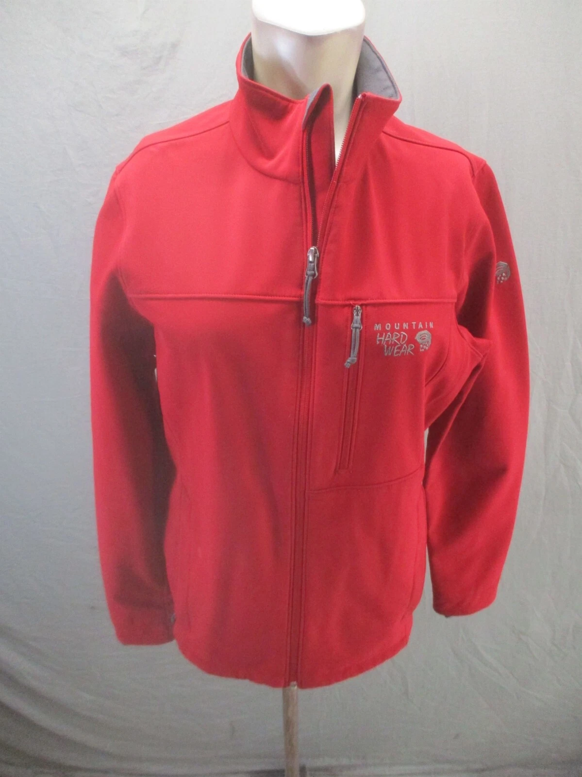 MOUNTAIN HARDWEAR Size S Men Red Zip Up Stand Collar Pocket Softshell Jacket 458