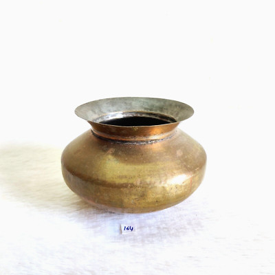 1930s Vintage Hand Hammered Messing Solid Küchenchef Topf/Degchi Geschirr 164