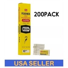 200 FEATHER New Hi-Stainless Platinum Coated Double Edge Safety Razor Blades USA