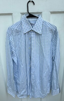 Regina Schrecker Shirt Mens Dress Shirt  16 / 41  Blue/White