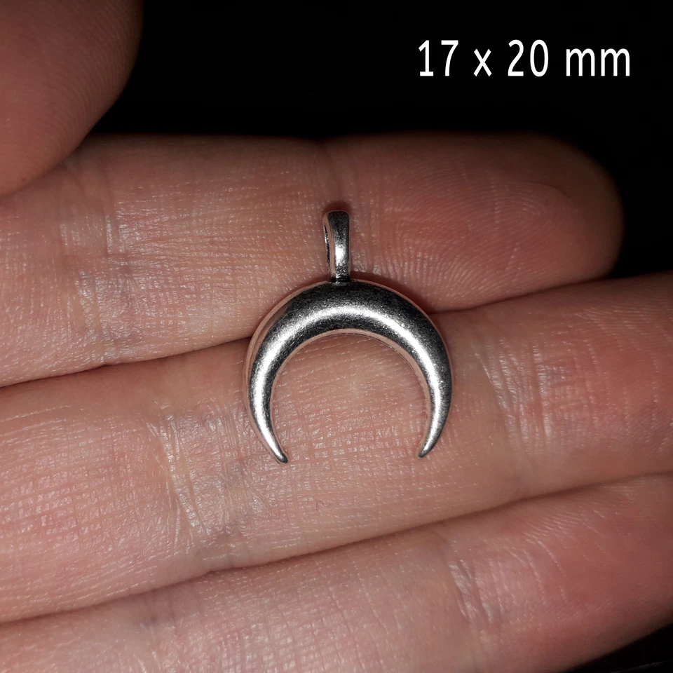 Collana LUNA rovesciata Argento mezzaluna catena Acciaio inox con ciondolo Donna - Immagine 3 di 4