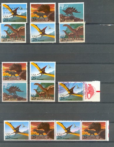 USA 2422-2425 Prehistoric animals mint, used, blocks - Picture 5 of 5
