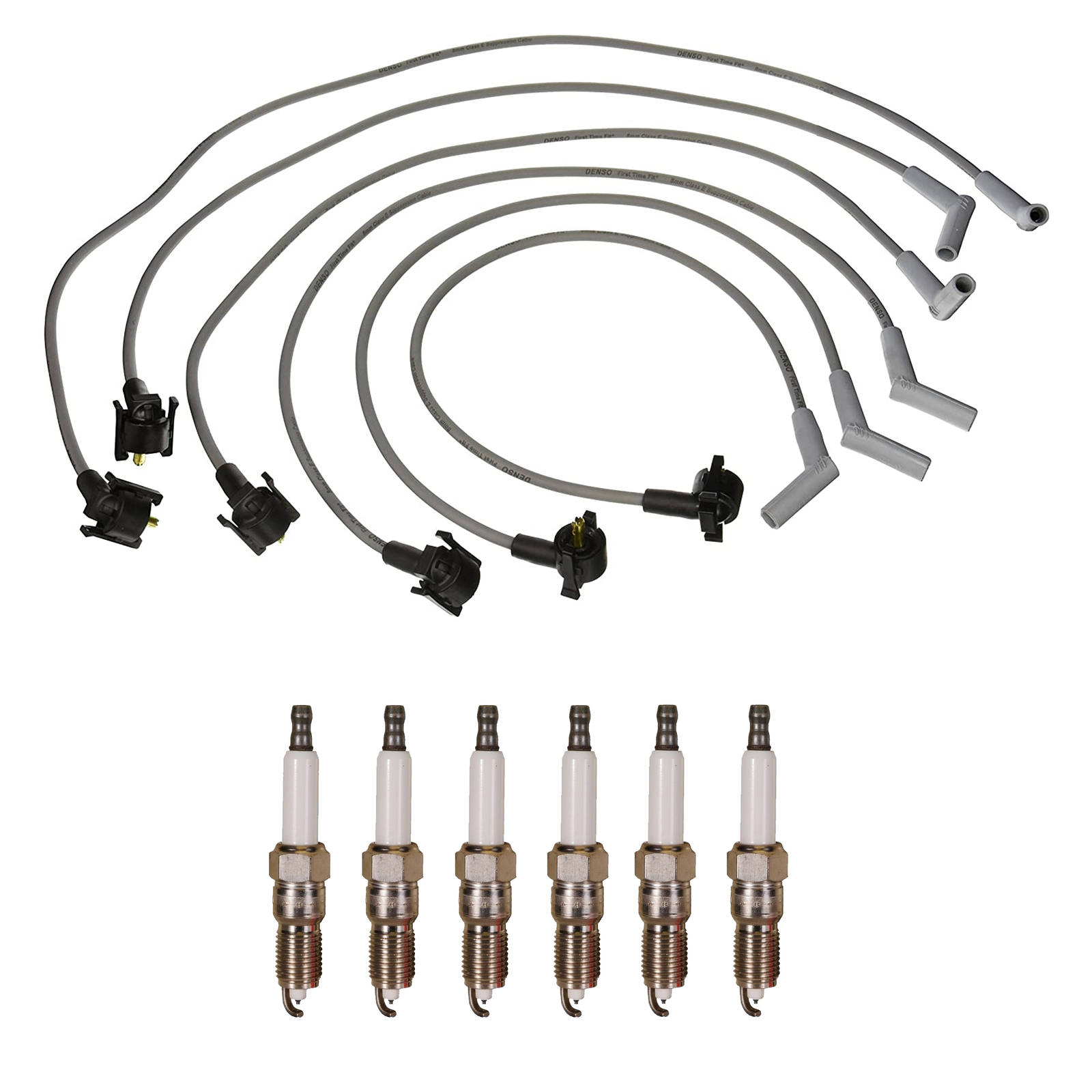 Denso Wire Set 8mm  6 Double Platinum Spark Plugs 0.060 Kit For Ford 4.2L V6