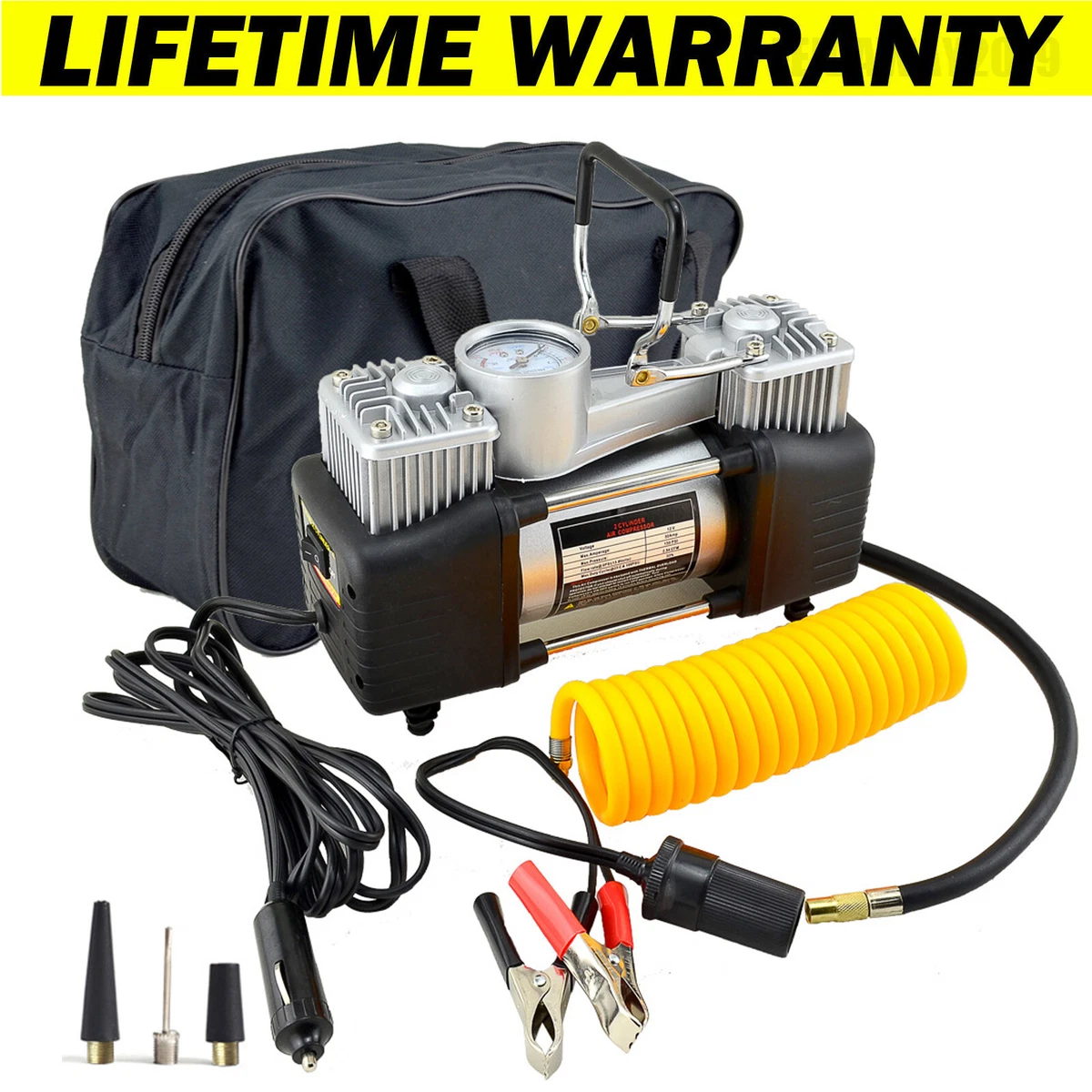 Portable Double Cylinder Air Compressor Tire Inflator Auto Air