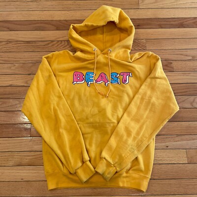 Champion X Mr Beast Hoodie Yellow Pullover Mens S