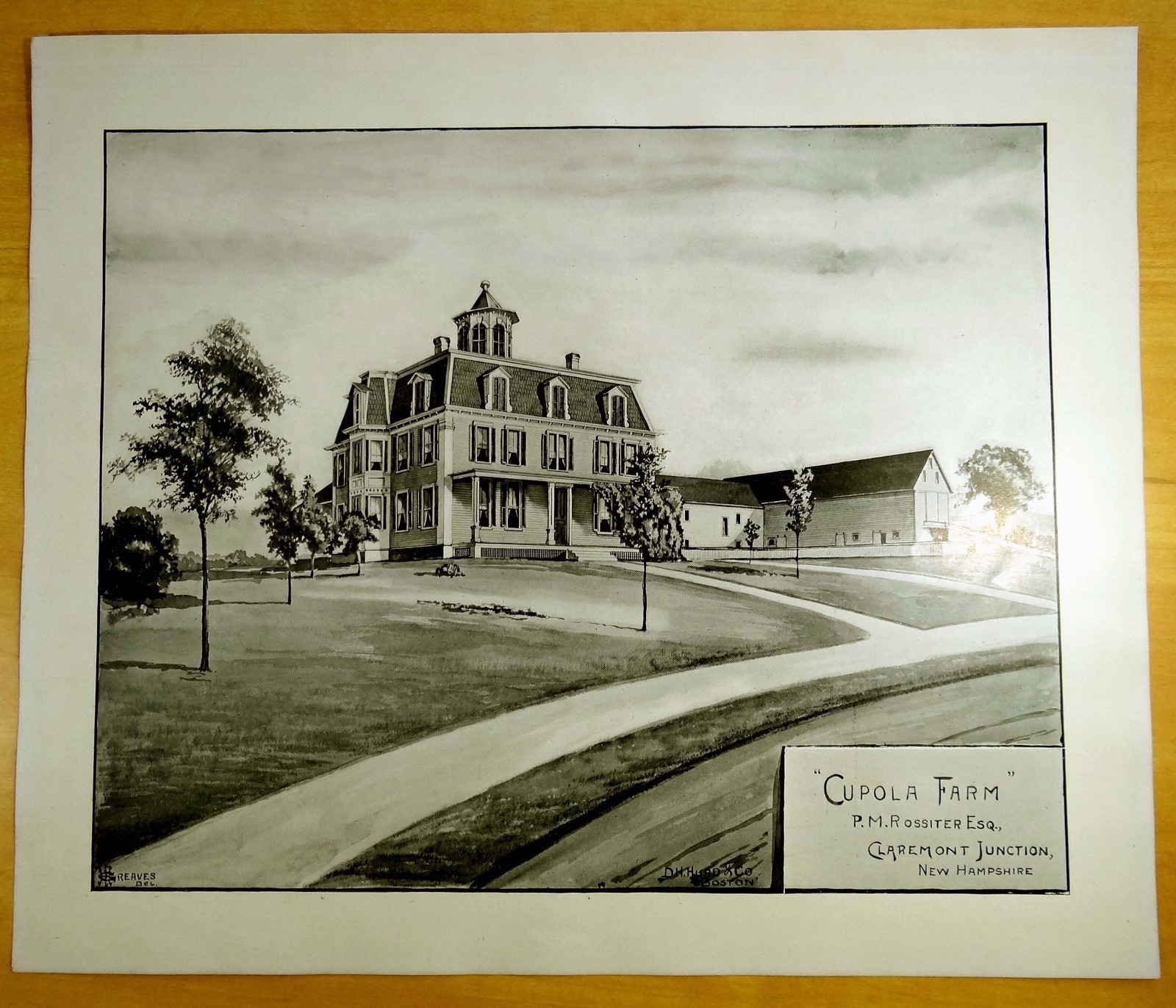 CUPOLA FARM Claremont Junction,New Hampshire NH 1892 Large Antique
