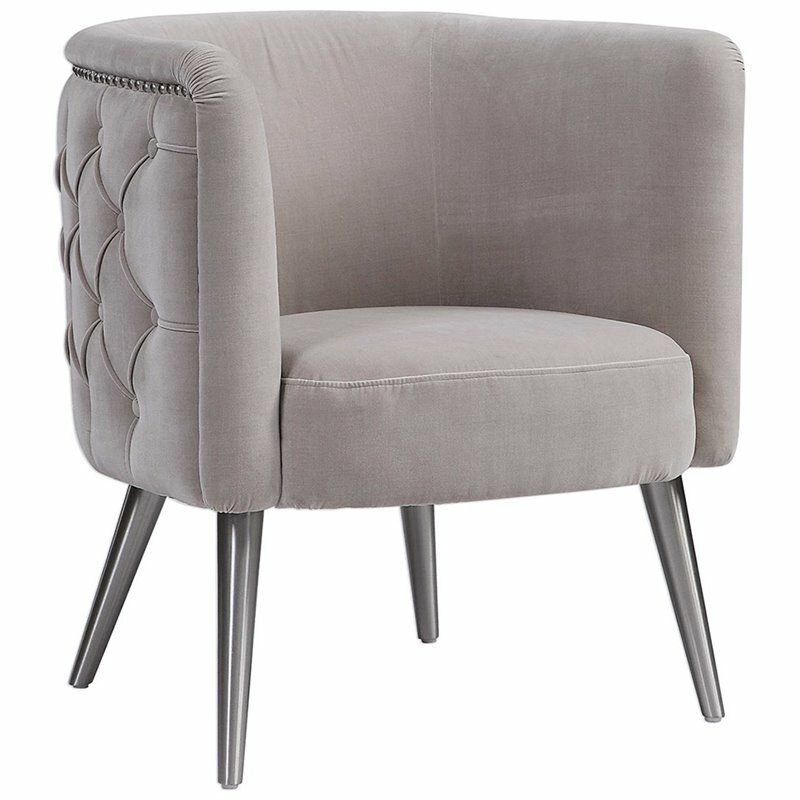 Uttermost Haider Tufted Accent Chair in Champagne and Brushed Nickel eBay