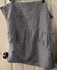 Anthropologie Sham QUILLA Bed Pillow EURO Pleated Cotton Voile Blue EUC