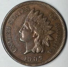 1907 1C Indian Head Cent XF+ Uncertified #