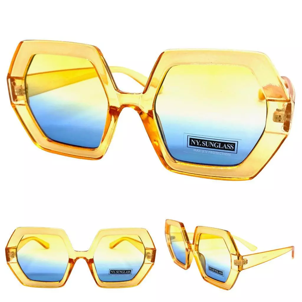 Tr s Grand Exag r Classique R tro Style Soleil Lunettes Hexagone