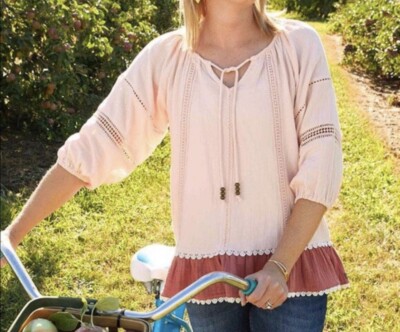 Matilda Jane Women s Wonderment Call Me Cute Peasant Top Medium NEW