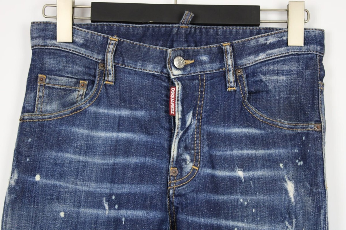 DSQUARED2 SKATER JEAN Wash Denim Distressed Skinny Jeans IT44