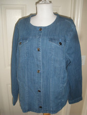 New Women's Blazer Denim/Jean Jacket Blue L Croft Barrow T69 