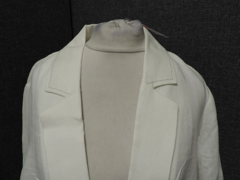 Pure Collection Longline Linen Jacket White UK 16 RRP £99 LN121 NN 02 - Image 3 of 4