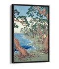 UTAGAWA HIROSHIGE, MAIKO BEACH -FLOAT EFFECT CANVAS WALL ART PRINT