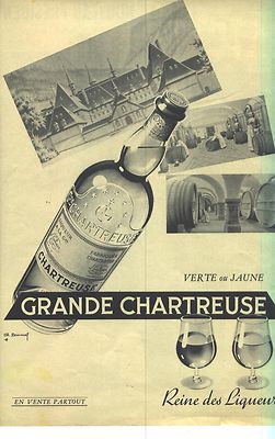 ADVERTISING 1954 LA GRANDE CHARTREUSE green or yellow 
