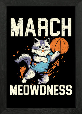 Basketball Katze gerahmtes Wandbild Poster Leinwanddruck Bild