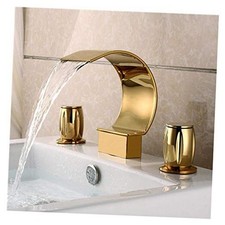 Elegant Waterfall Double Handle Bathroom Sink Faucet Arc Waterfall Spout 1PC