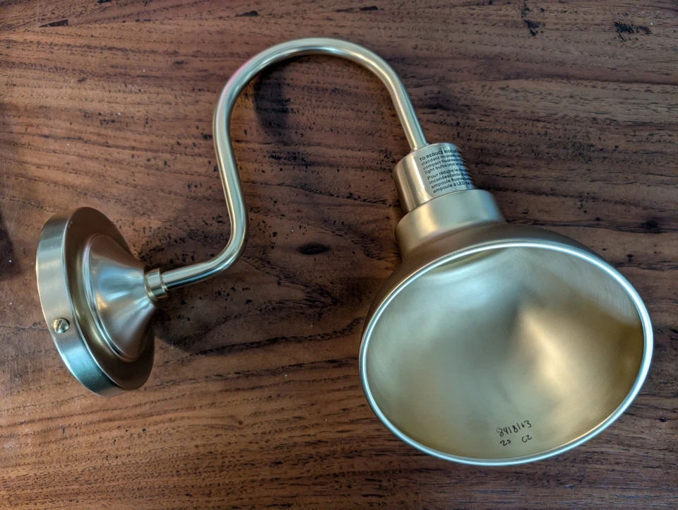 REJUVENATION Regis Single Brass Sconce + Shade - NEW - Image 3 of 4