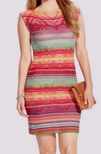 $220 Ralph Lauren Manta India a Rayas Tribal Lino Azteca Suéter Vestido PM P M
