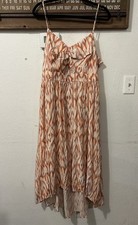 Nine West Orange, White & Blue abstract Boho hi-lo Summer Dress Size XL (1382)
