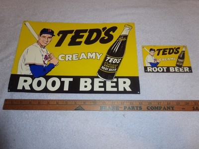 VINTAGE 1950'S TED WILLIAMS ROOT BEER SIGN COLLECTION OF 2