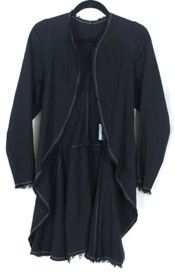 COMME DES GARCONS 2004 Deep Blue Cotton Twill Open Front Tailcoat Jacket XS