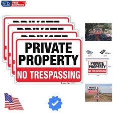 Large No Trespassing Signs Private Property Metal 10x14 Inch Rust Free Alumin...