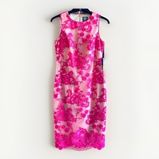 Vince Camuto Pink + Nude Floral Embroidered Lace Dress sz 0 Sleeveless