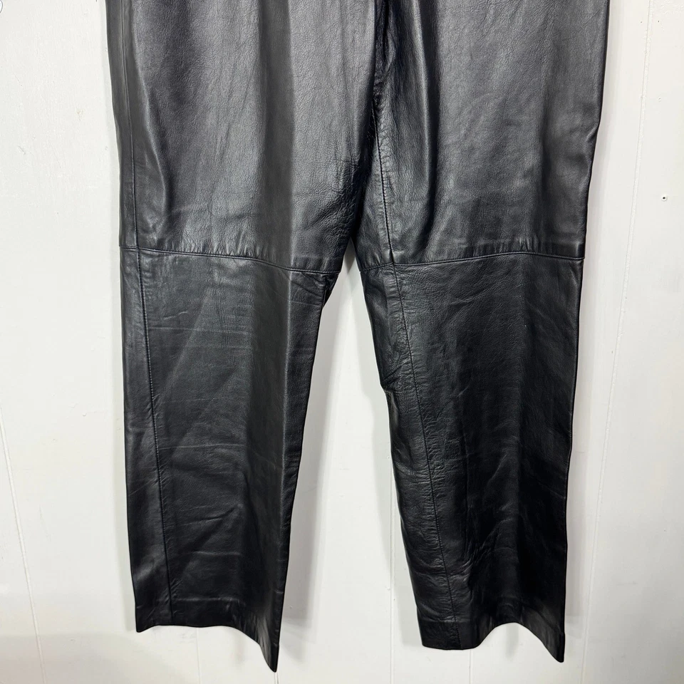 Pantalones de Cuero Susan Bristol Talla 12 Negros Tiro Alto Pierna Recta Carrera Informal Foto 3 de 4