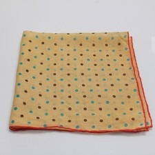 Seaward  Stearn NWOT Cotton Blend Pocket Square In Yellow with Multicolor Dots