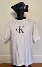 Vintage 90’s Men’s CK Calvin Klein T-Shirt L-XL Made In USA White Logo