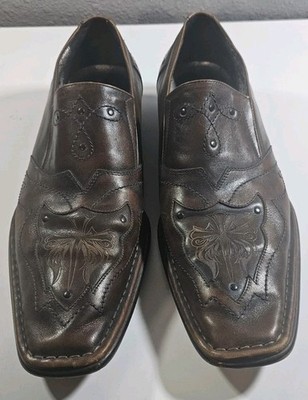 Mark Nason Lounge U Rock Studded Loafers Brown Leather Mens 11.5 Square Toe Lounge By Mark Nason U Rock Loafers Brown Leather Mens Sz US  main image 3