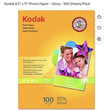 KODAK Glossy Photo Paper 8.5" x 11", 100 Sheets High Gloss Premium- New/Sealed