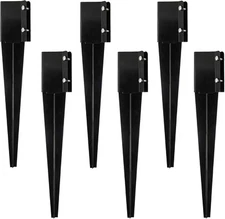 6 Pcs Fence Post Anchor Ground Spike 4x4 Metal Stake 24 Inch for Black 