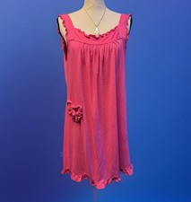 Y2K Just Love Pink Polkadot Ruffle Nightgown Coquette Heart Pocket Whimsy sz XL