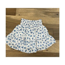 Altar d State Skirt White Blue Floral Flowy Size L
