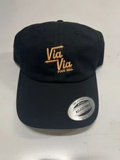 Yupoong Classics Mens Unstructured Dad Cap Cotton Hat Black with Via Via 