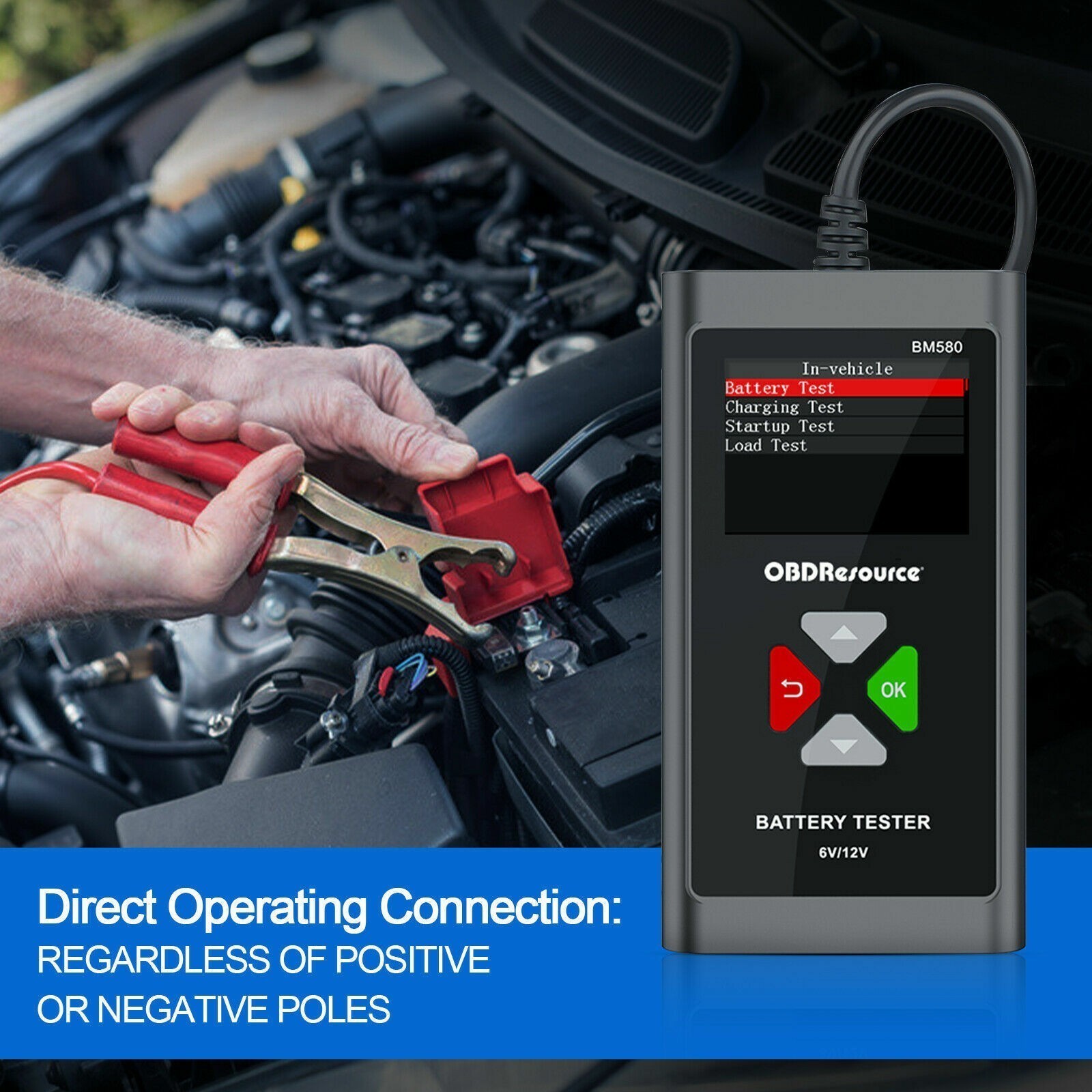 OBDResource 6V/12V 100-2000CCA Battery Tester 2-220AH - 4 Safety Protections