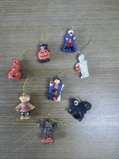 Mini Halloween Tree Resin Ornaments Lot Of 8 Decorations READ