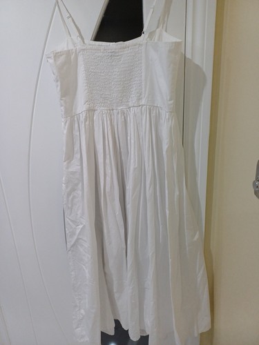 M&S Collection Pure Cotton Strappy Midi Cami Waisted Dress Size 14 Regular WHITE - Picture 4 of 9