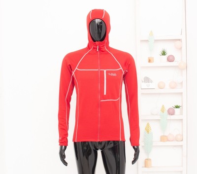 Rab Baseline Jacke Kapuze Rot Polartec PowerDry Fleece Midlayer Wandern Herren S