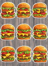 Big Juicy Hamburger Die Cut Vinyl Stickers Set Scrapbooking Laptop Waterbottle
