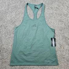 Alphalete Tank Top Mens Medium Sage Green Stringer Muscle Gym Workout Wolf Head