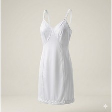 Vintage 70s Sears Antron III Nylon Full Slip Dress M L White Lingerie Chemise
