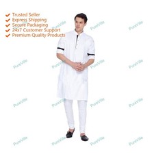 Mens Kurta White Mens Art Cotton Wedding Kurta Shirt Fancy Dress Traditional Kur