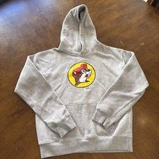 Buc-ees Pullover Logo Hoodie Youth Large Gray Activewear Casual Sweatshirt