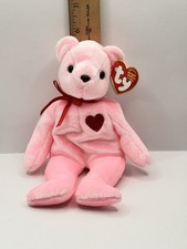 Ty ( Smooch-e ) 2004 Beanie Baby Pink Bear With Heart On Chest 