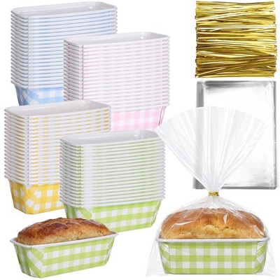 LemonRoad 48 Sets Easter Paper Loaf Pan for Baking 6.3 x 2.2 x 2.2 Inch Small